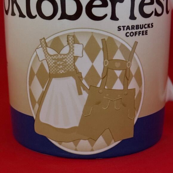 Starbucks Oktoberfest Munchen Coffee Mug Global Icon 2015 Tan Blue EUC 16 Oz. - Picture 9 of 9
